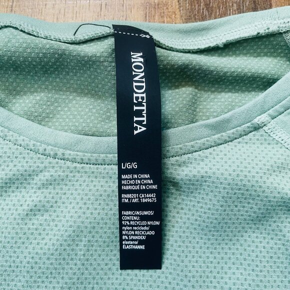 Mondetta Sage Green Performance Tee L | Recycled Nylon Stretch Top - Picture 8 of 11